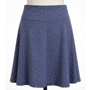 Toad&Co Chaka Skirt Womens Large Blue Floral Fan Print Organic Cotton A-Line L